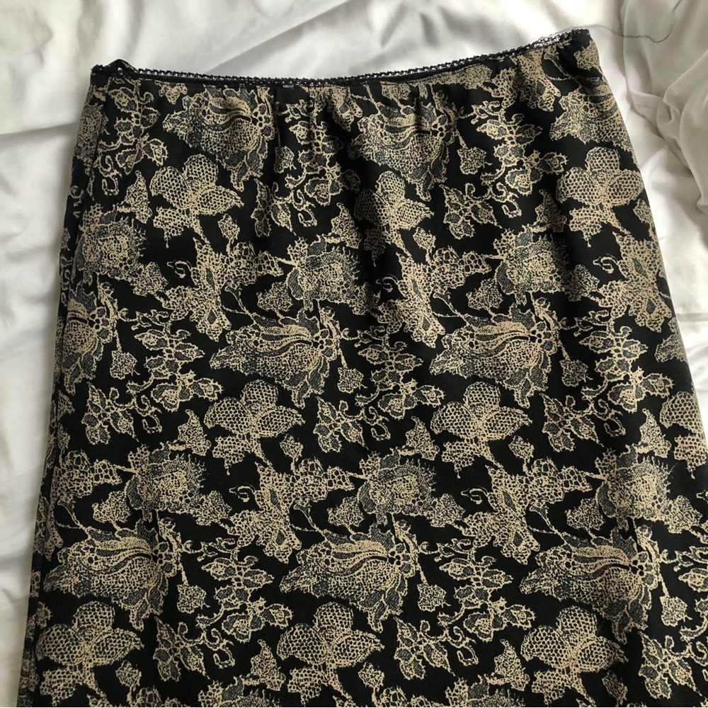 Whimsigoth 90s Midi Skirt with Lace Print - Frilly goth indie maxi aesthetic
